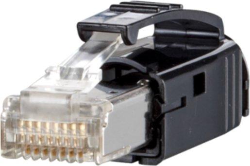 Stecker E-DAT Industry RJ45 plug black Kat.6 Class EA mit Knickschutztülle