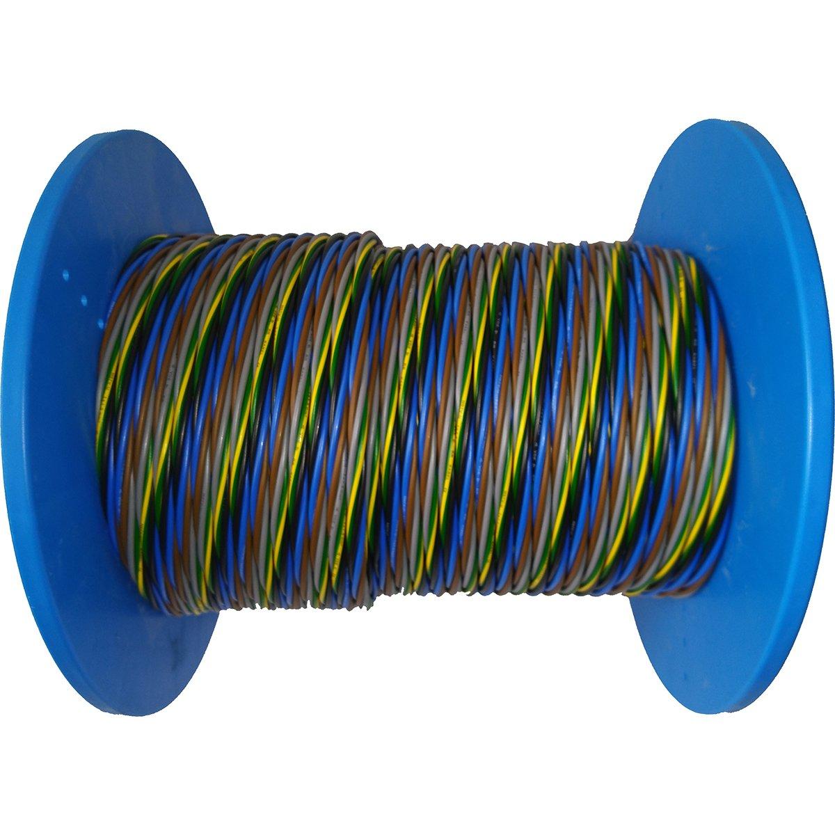 PVC-Aderleitung H07V-U5x2,5 schwarz-blau-braun-grau-gelb/grün Spule 100 m