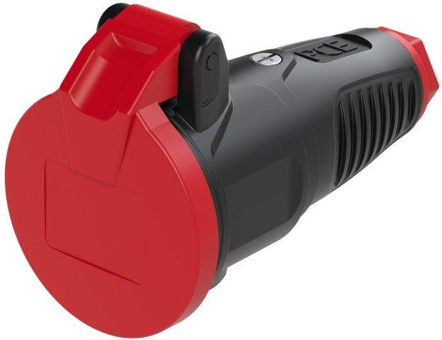 Taurus2 Gummikupplung mit Klappdeckel schwarz/rot 16A IP54