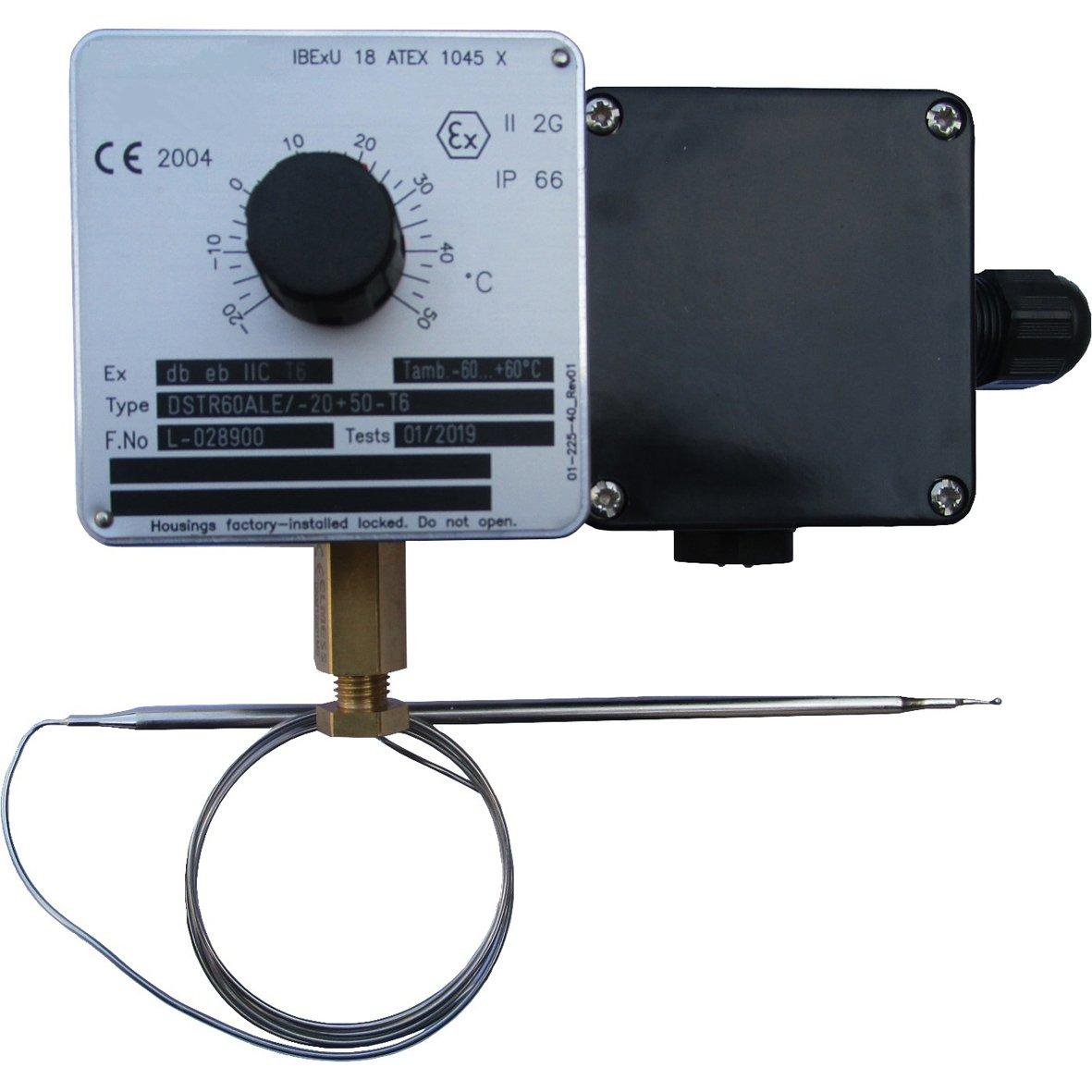 Ex-Raumthermostat, einstellbar -20 ... +50°C, mit Drehknopf, 16A 230V, IP66