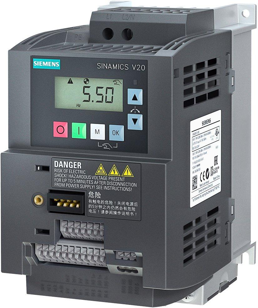 SINAMICS V20 1 AC 200-240 V - 10/+ 10 % 47-6 1,1 kW mit 150 % Überlast 60 Sek.