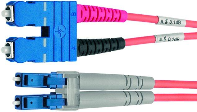LWL-Duplex-Adapterkabel 1. Seite LC Duplex 2. Seite SC Duplex G50/125 5m