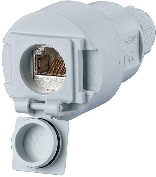 E-DAT Industry IP67 V6 Kabelkupplung 1 Port Kat.6A - C6Amodul