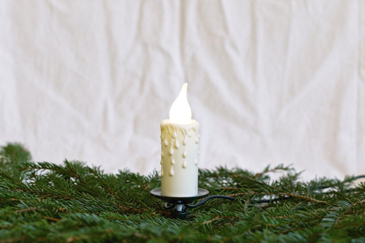 Lichterkette 15-tlg. LED Windstoßlampen E10 warm-weiß matt Schaft: Tropfen elfen