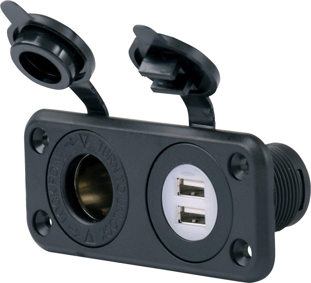 12 V Buchse und Doppel-USB-Ladeanschluss