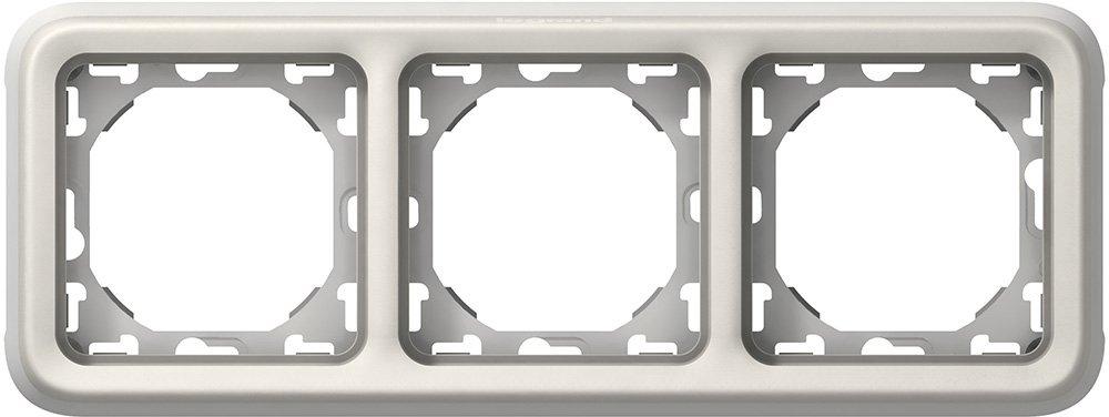 Abdeckrahmen 3-fach waagerecht Feuchtraum Aufputz Plexo 55 weiß