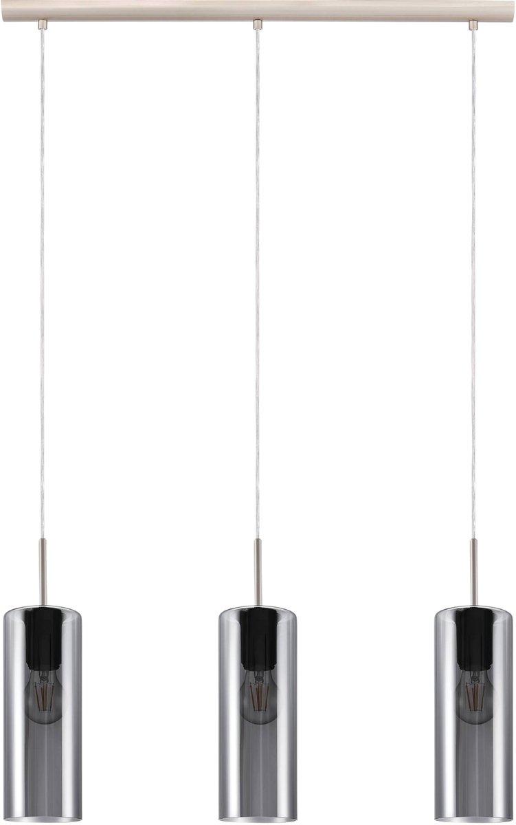 SELVINO Hängeleuchte 3x15W E27 nickel-matt/schwarz-transparent