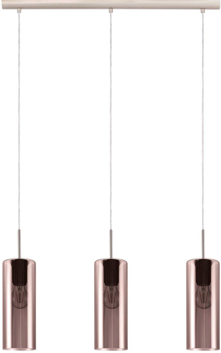 SELVINO Hängeleuchte 3x15W E27 nickel-matt/kupfer-transparent