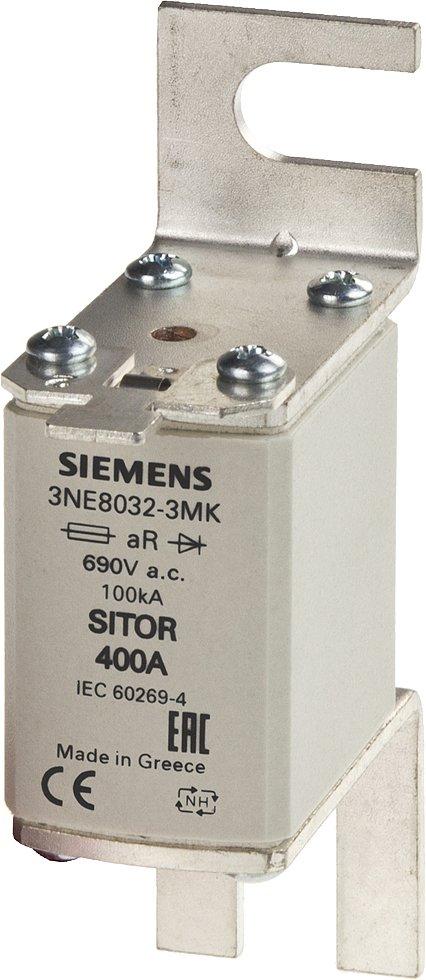 SITOR-Sicherungseinsatz, mit Anschraublaschen, NH00, In: 400 A, aR
