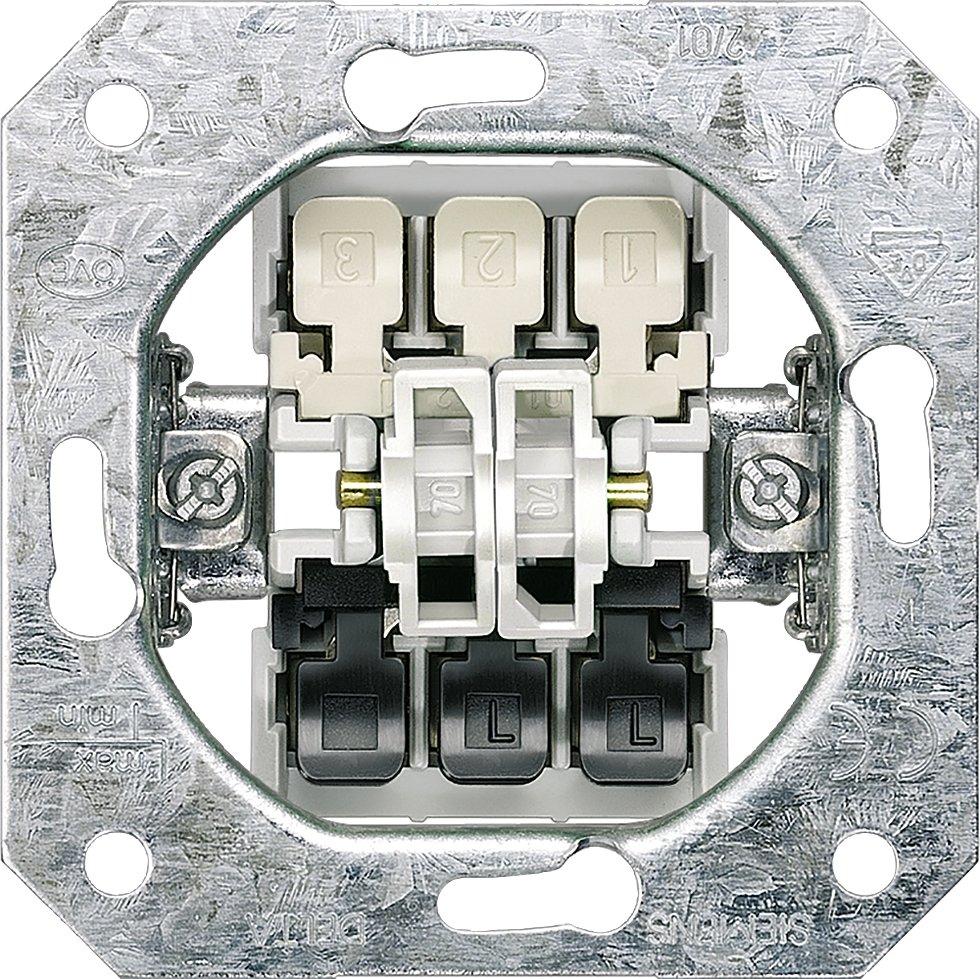 DELTA Taster-Geräteeinsatz UP Doppeltaster 1S 1Ö/1S ohne Krallen 10A 250V