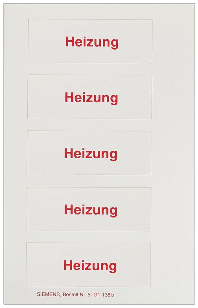 DELTA profil Schild Heizung-Notschalter Beschriftungsbogen m. 5 Schildern
