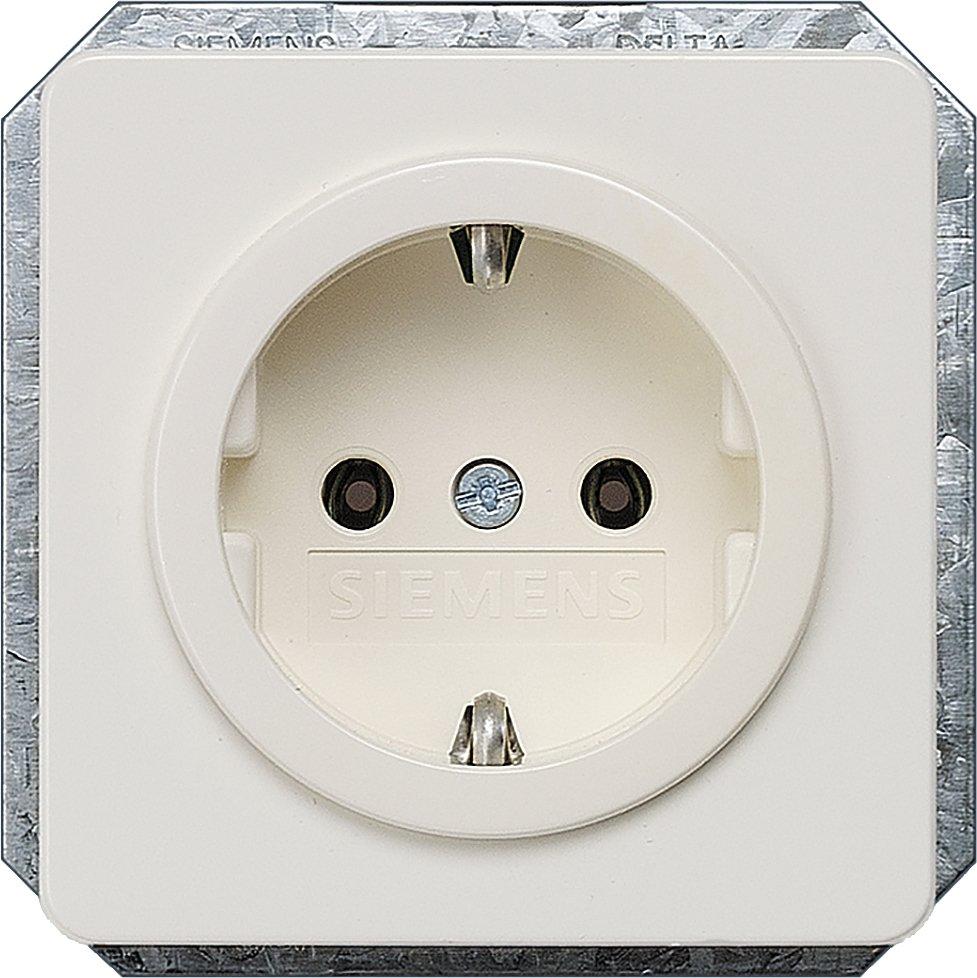 DELTA profil titanweiß Schuko-Steckdose 10/16A 250V Mit schraubenlosen Anschl.