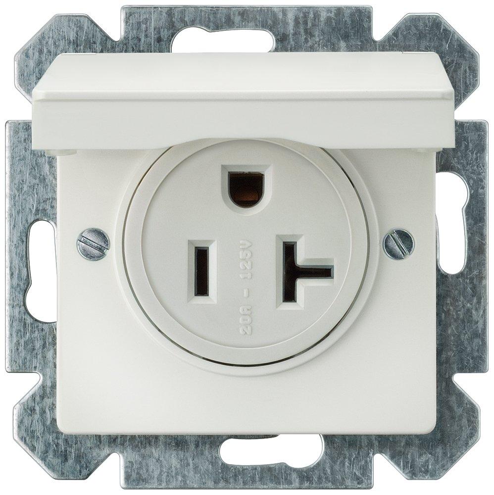DELTA i-system NEMA Steckdose mit Klappdeckel titanweiß 2-polig+E NEMA 5-20 R.