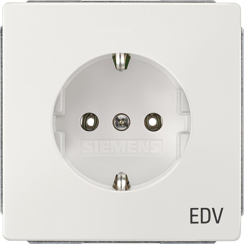 DELTA style Schuko-Steckdose 10/16A 250V mit Aufdruck EDV platinmetallic