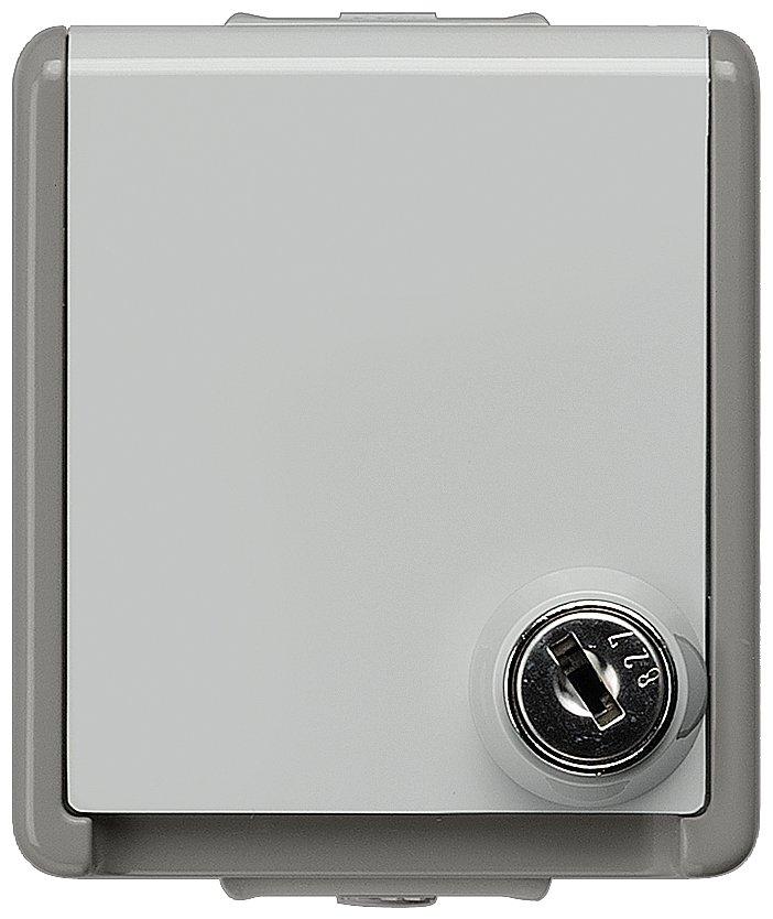 DELTA fläche IP44 AP dunkelgrau/hellgrau 2 Schuko-Steckd 10/16A 250V Klappdeckel