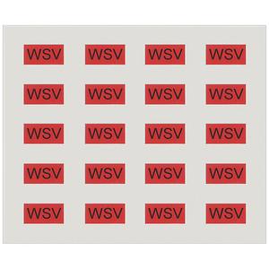 Beschriftungsbogen mit 20 Klebeschildern in rot zur Kennzeichnung von Schuko