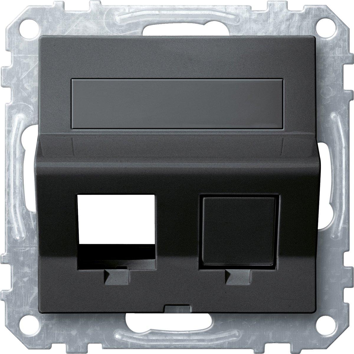 Zentralplatte Schrägausführung 2-fach für Modular Jack anthrazit