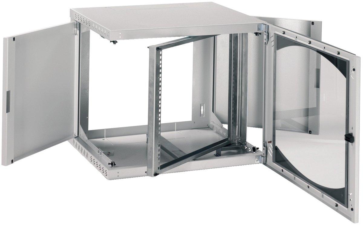 Netzwerkschrank 18HE B600 T500 schwenk 19 Zoll-Glastür R7035