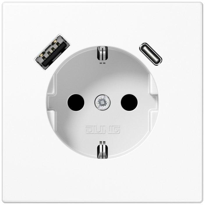 SCHUKO Steckdose mit USB-Ladegerät alpinweiß