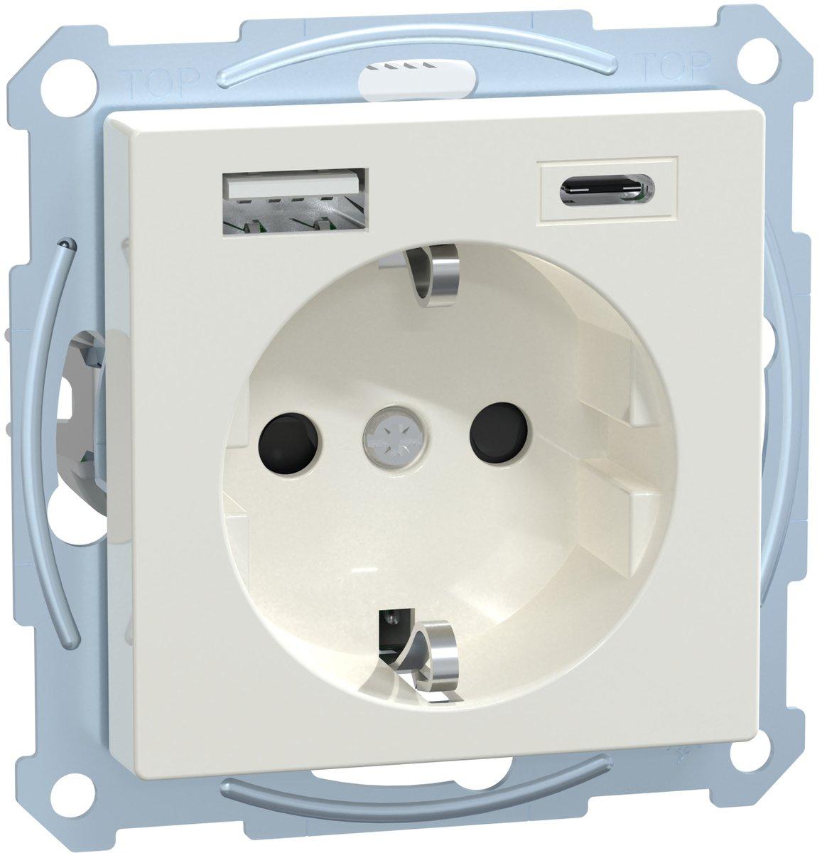 SCHUKO Steckdose mit USB Ladegerät 16A 250V polarweiß