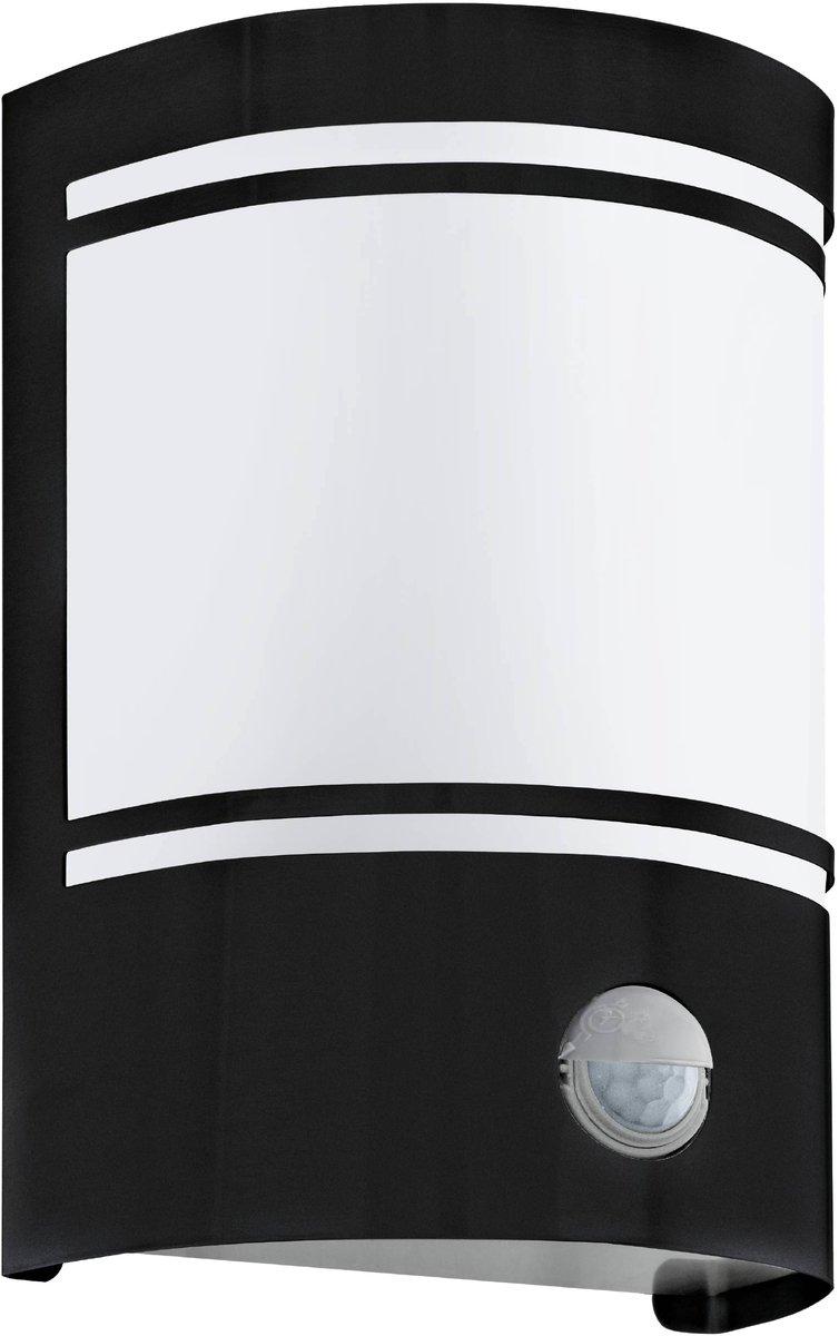 CERNO Wandleuchte E27 1x40W Stahl / Glas schwarz IP44 mit Bewegungsmelder