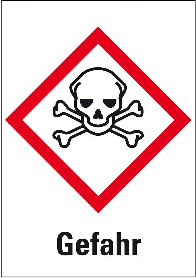 Gefahrensymbol Totenkopf mit gekreuzten Knochen GHS06 Folie 52x37mm 6/Bogen