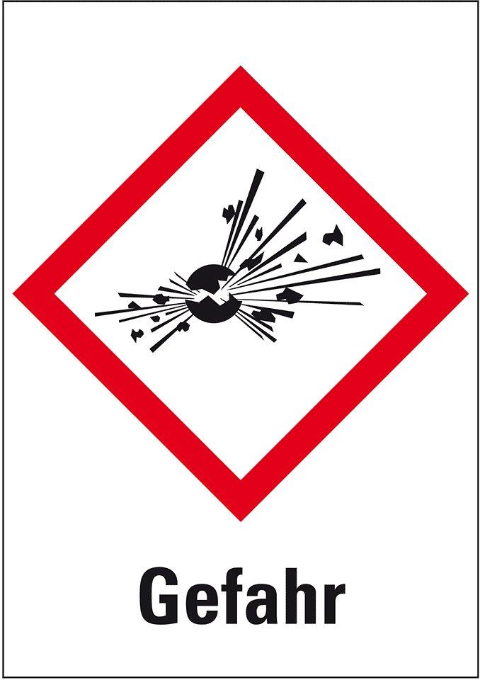 Gefahrensymbol Explodierende Bombe GHS01 Gefahr Folie 26x18mm 30/Bogen