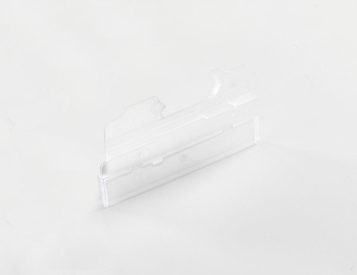 Transparenter Labelhalter zur Beschriftung der Einbaufunktionen