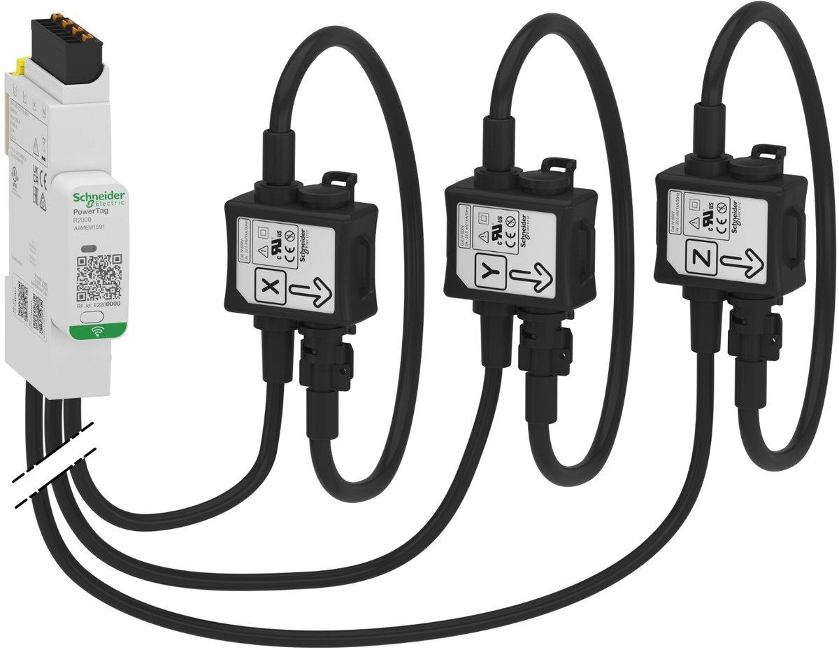 Energiezähler PowerTag Rope 600A 3P/3P+N Funk Position oben und unten