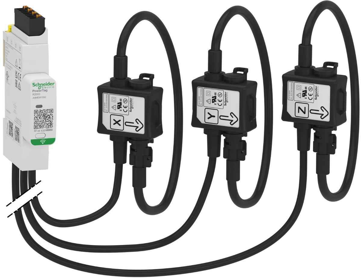 Energiezähler PowerTag Rope 1000A 3P/3P+N Funk Position oben und unten