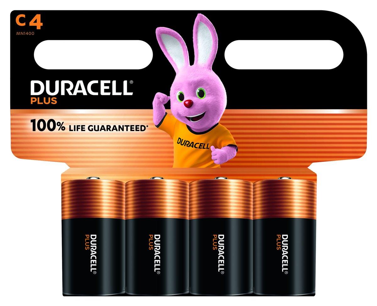 Duracell Plus Alkaline-Batterien 4C K-Pack 4 Stück
