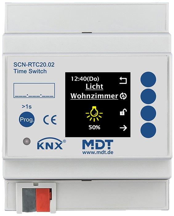 KNX Schaltuhr mit 20 Kanälen und aktivem Farbdisplay 4TE REG