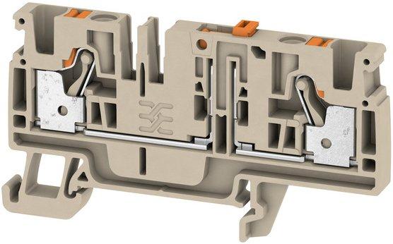 Prüftrenn-Reihenklemme mit PUSH IN Anschluss 4 mm² dunkelbeige