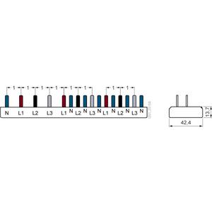 Stiftsammelschiene 10mm² Anschluss: 3p/N (FI N-rechts) + 6x Kompaktgerät