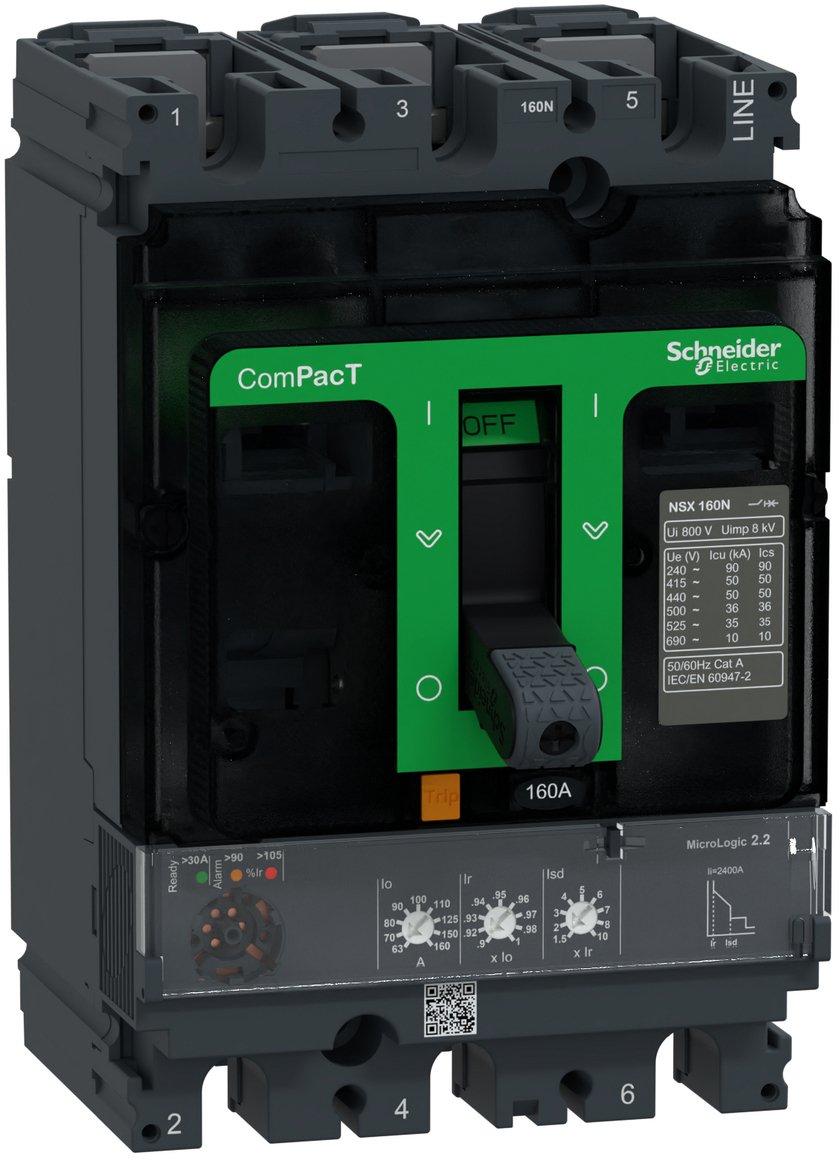 Kompaktleistungsschalter ComPacT NSX160N mit Micrologic 2.2 3P3D 57-160A,50kA