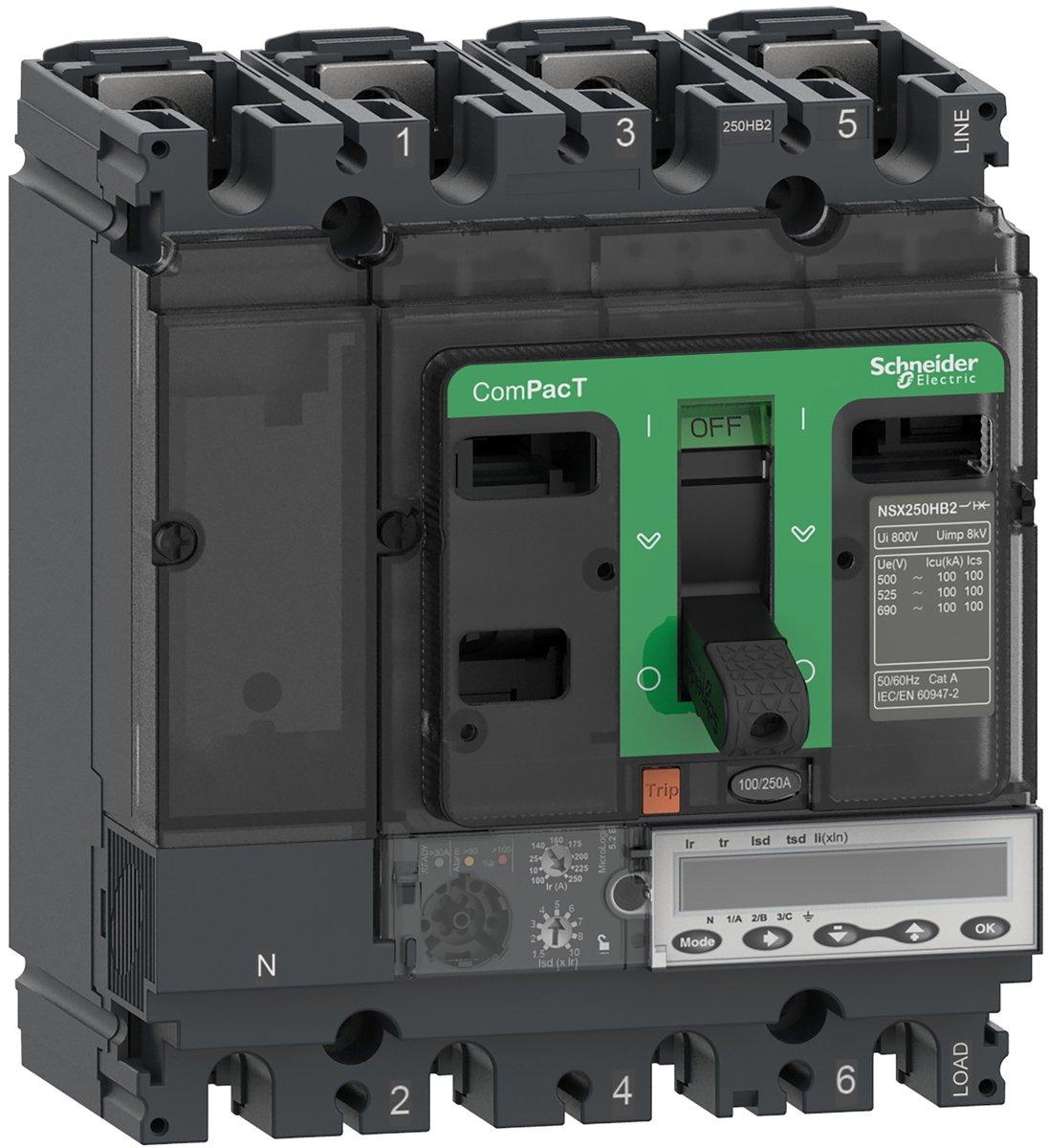 Kompaktleistungsschalter ComPacT NSX250R mit Micrologic 5.2 E 4P4D 160 A, 200kA