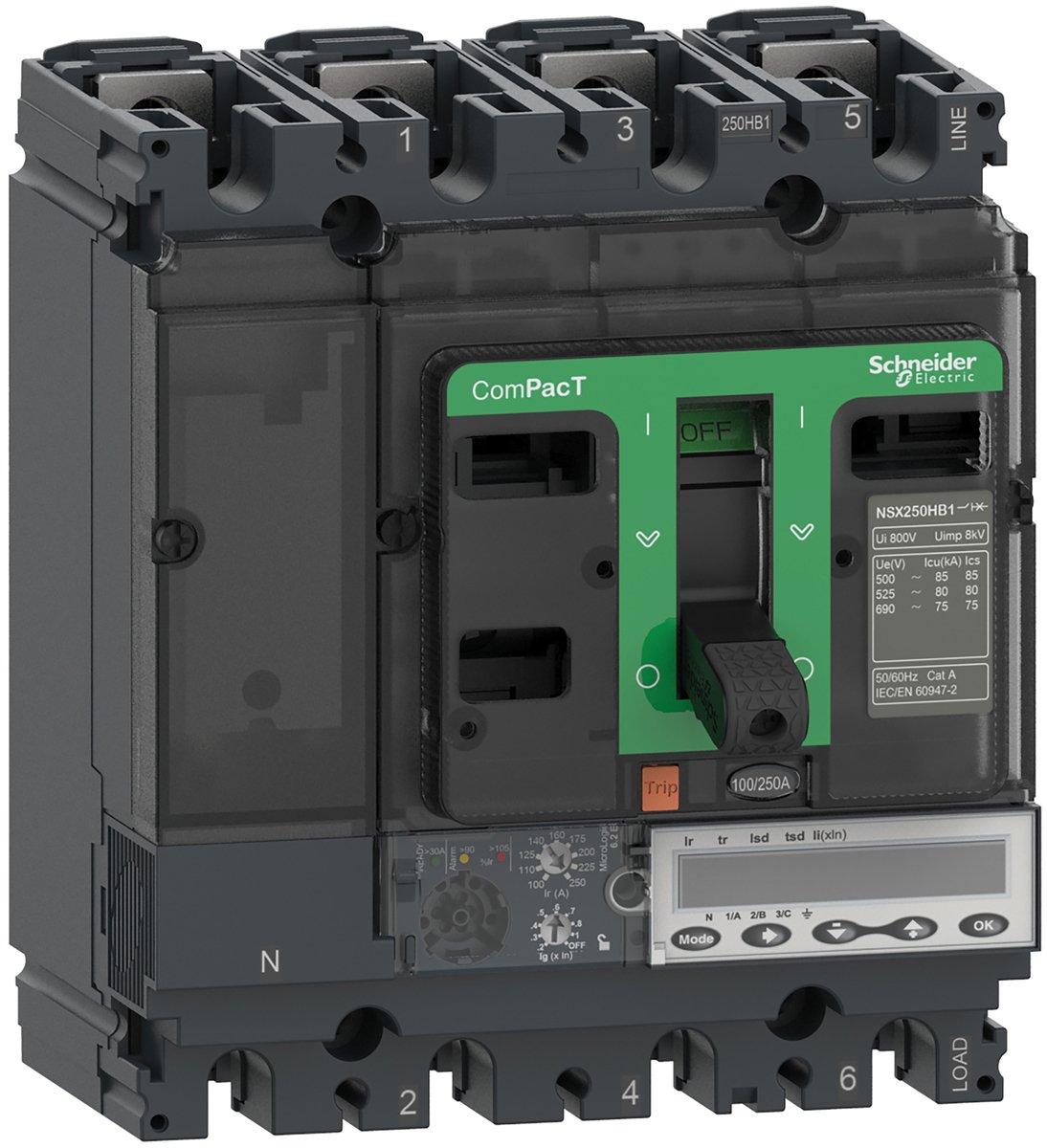 Kompaktleistungsschalter ComPacT NSX250R mit Micrologic 6.2 E 4P4D 160A, 200kA