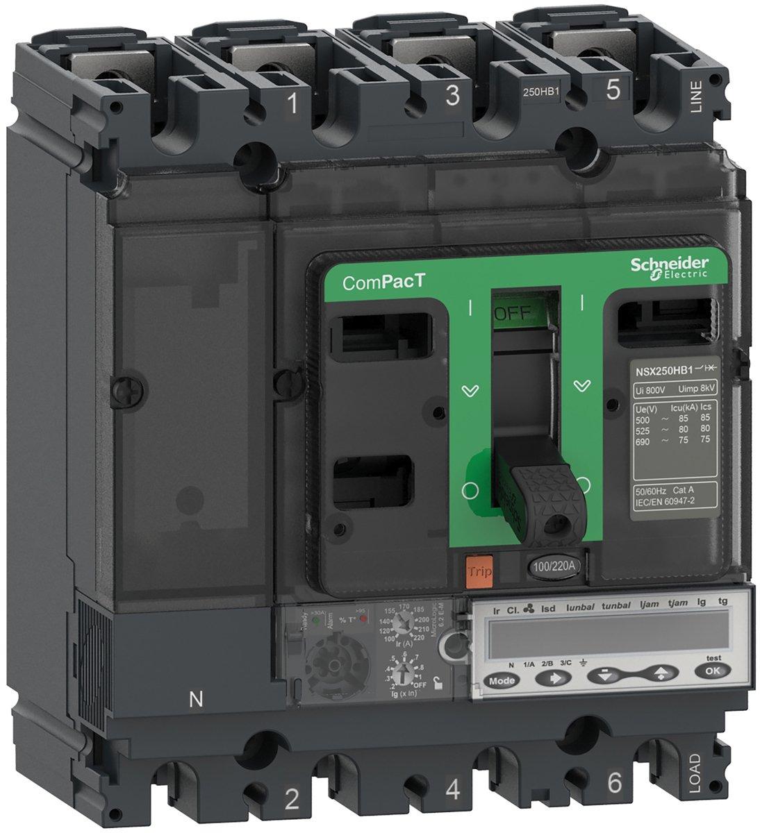 Kompaktleistungsschalter ComPacT NSX100R mit Micrologic 6.2 E-M 80A, 200kA/415V