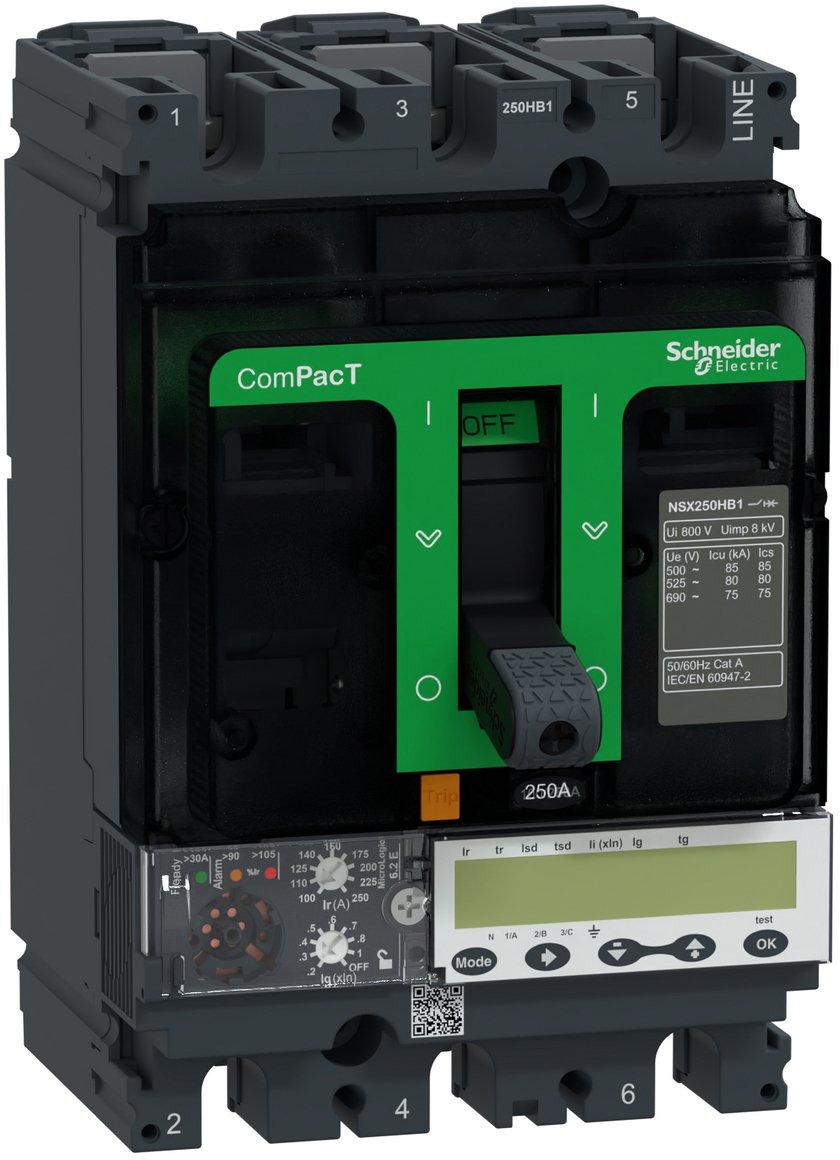 Kompaktleistungsschalter ComPacT NSX250HB1 mit Micrologic 6.2 E 3P3D 250 A, 75kA