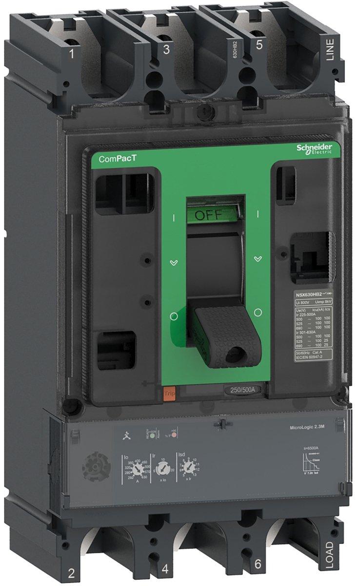 Kompaktleistungsschalter ComPacT NSX630F mit Micrologic 2.3M 3P3D 500A, 36kA