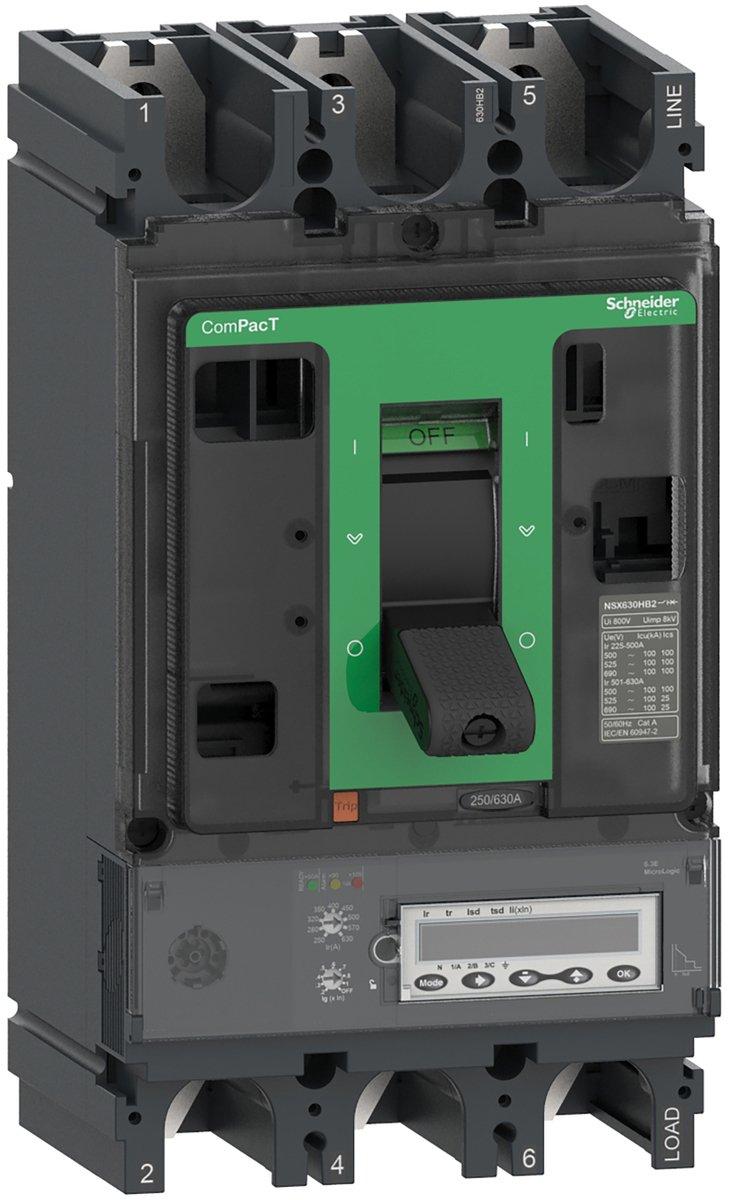 Kompaktleistungsschalter ComPacT NSX630HB1 mit Micrologic 6.3 E 3P3D 630 A, 75kA