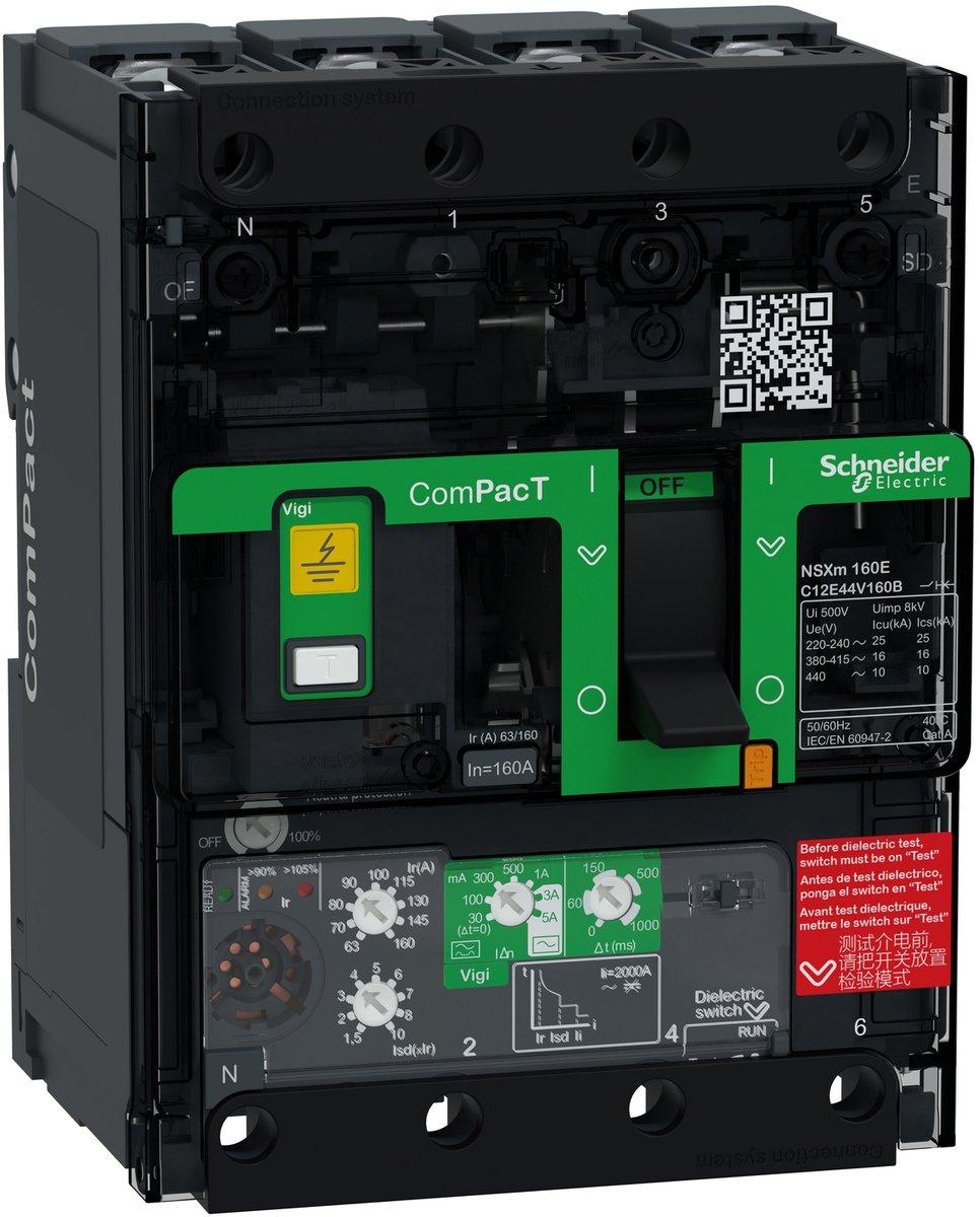 Kompaktleistungsschalter mit Differenzstromschutz ComPacT NSXm 160A 4P 16kA/415V