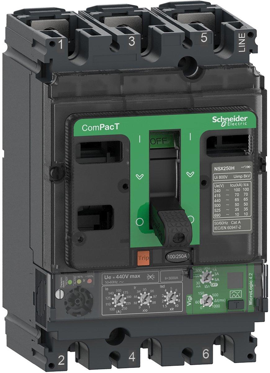 Kompaktleistungsschalter ComPacT NSX250H mit Micrologic 4.2 36-100A, 3P3D 70kA