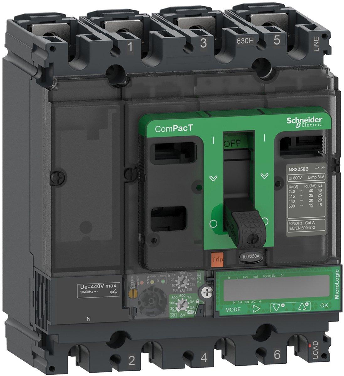 Kompaktleistungsschalter ComPacT NSX250N 50kA/415 VAC MicroLogic 7.2 E Vigi 100A