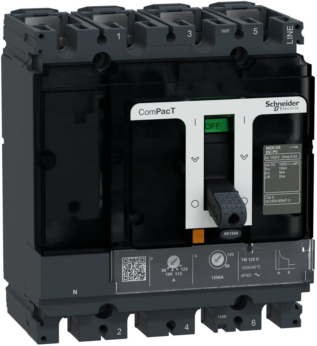 Kompaktleistungsschalter ComPacT NSX125 DC PV, 125 A, 1000 V, TM-D, 4P