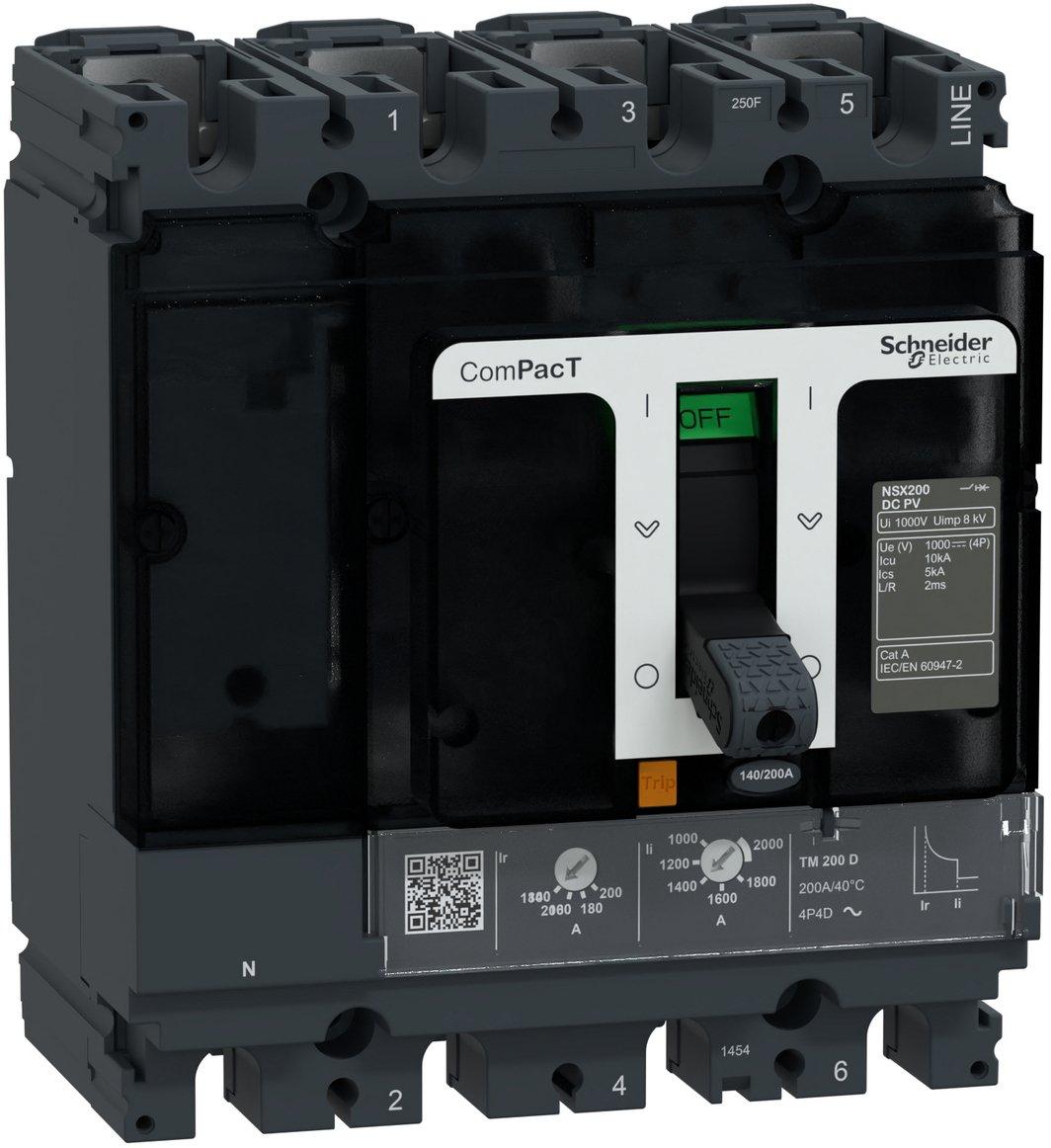 Kompaktleistungsschalter ComPacT NSX200 DC PV TM-D 4P 200A, 10kA/1000V DC