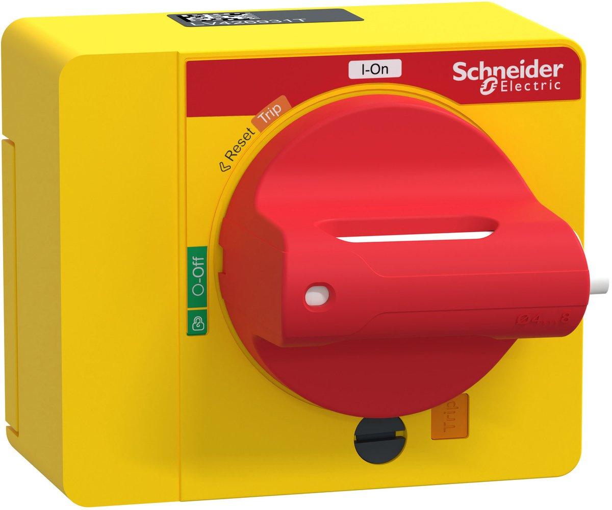 Direkter Drehantrieb mit Griff in Rot/Gelb für ComPact NSXm/PowerPact B, IP40