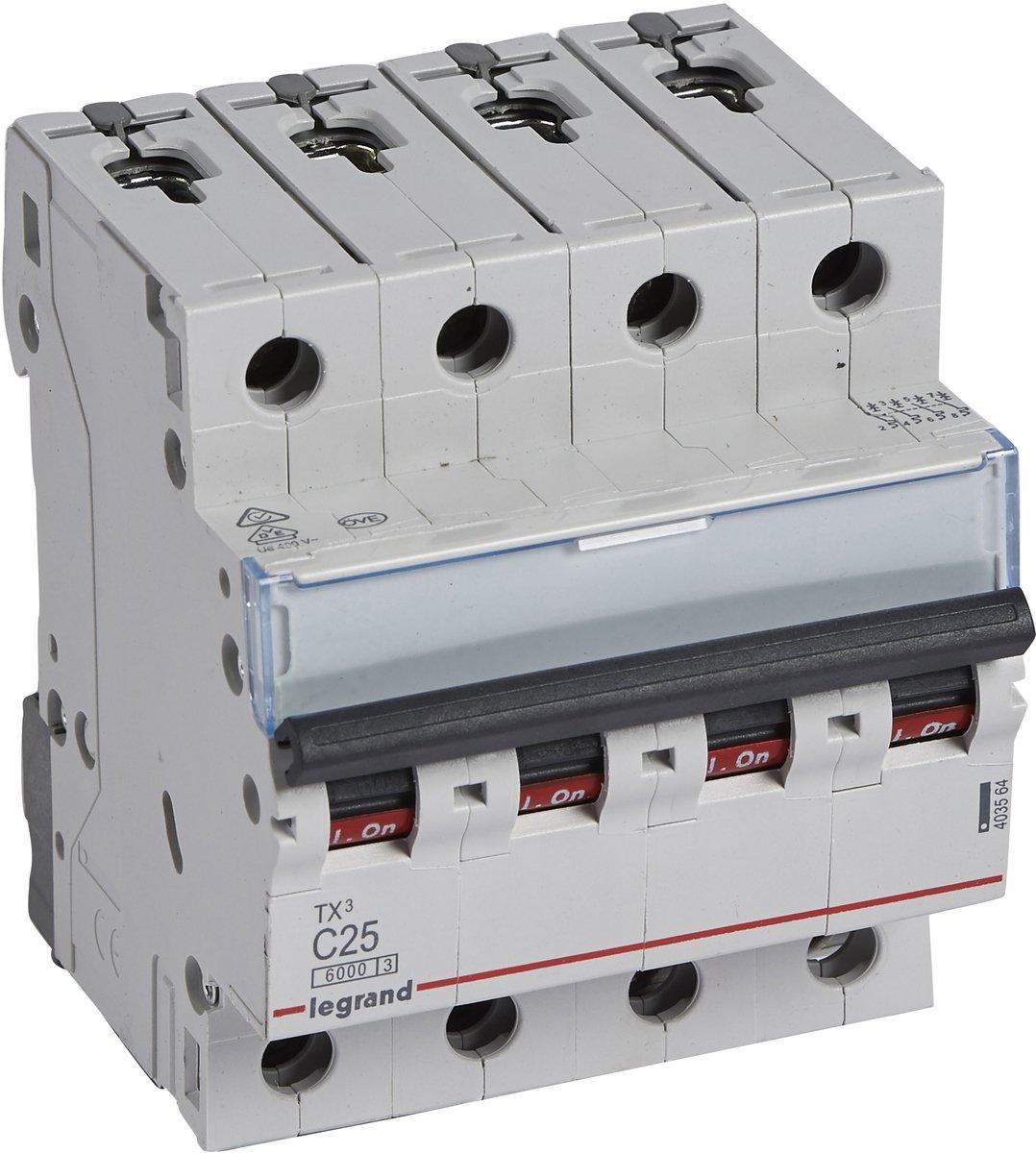 LS-Schalter TX3 C-Charakteristik 25A 4P 6kA 400VAC 4TE