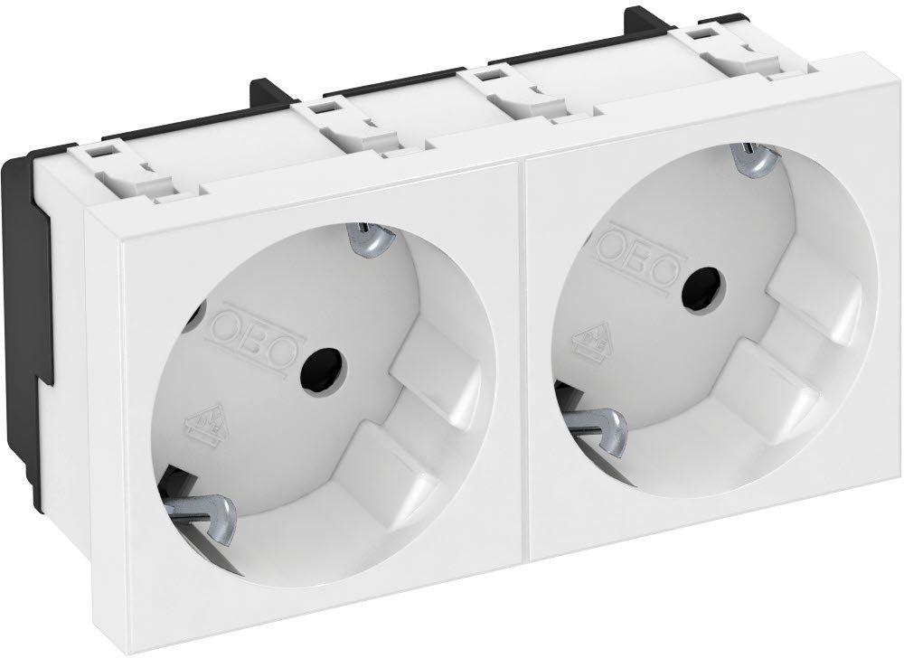 Steckdose 33° 2-fach Schutzkontakt 250V 10/16A reinweiß