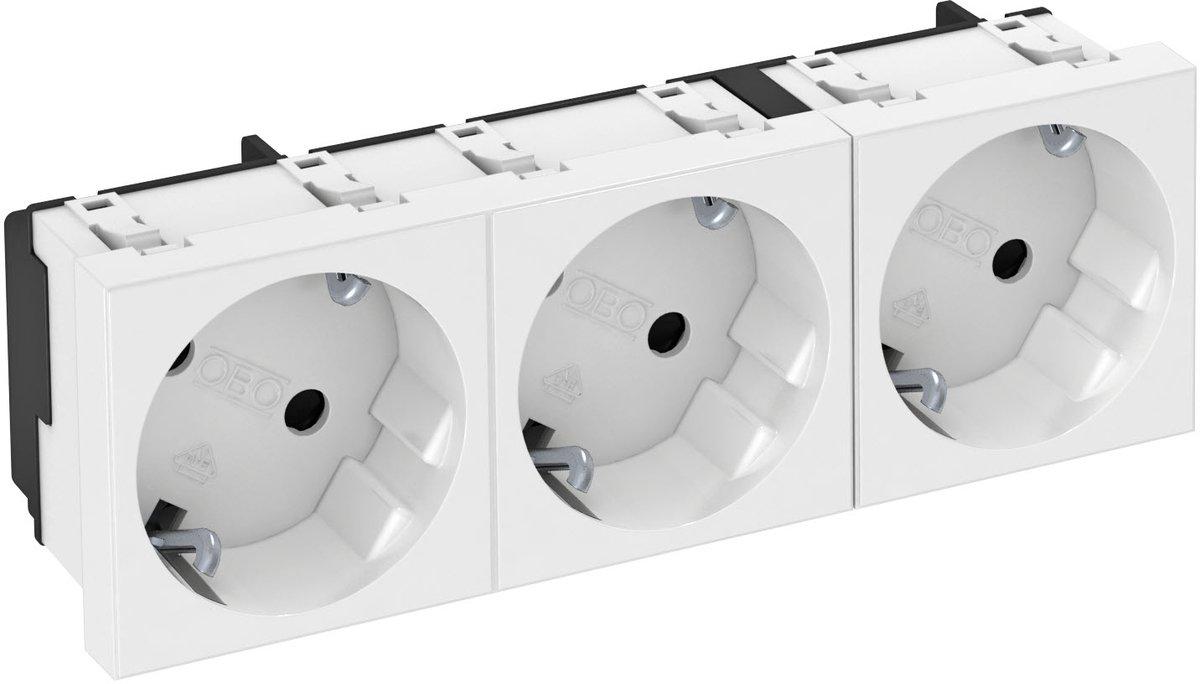 Steckdose 33° 3-fach Schutzkontakt 250V 10/16A reinweiß